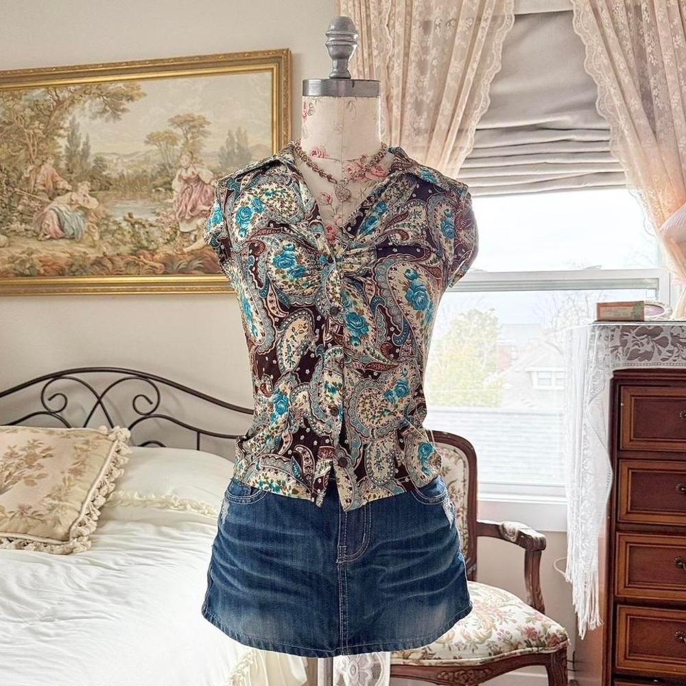 paisley button top‎  small the blue age paisley button top